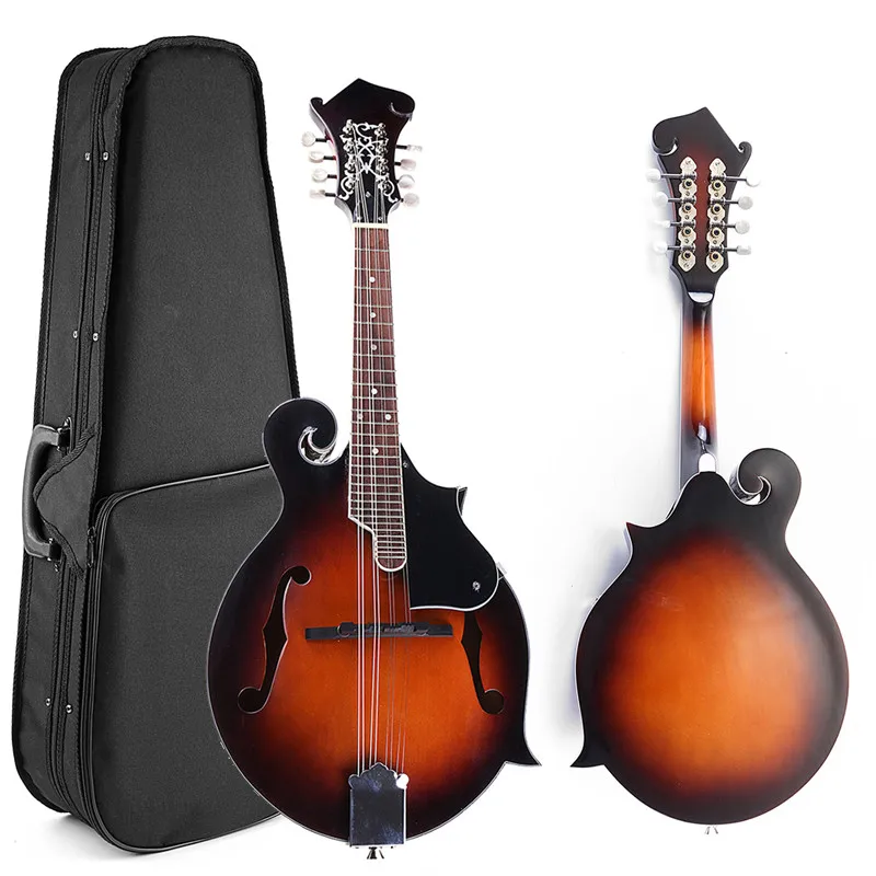 39'' Sunset F-Model Mandolin 8 Strings Concert Ukulele Bass Guitar with Ukulele Case For Musical Stringed Instrument Lovers Gift cooperstand pro g collapsible guitar bass banjo and mandolin stand with neoprene padding