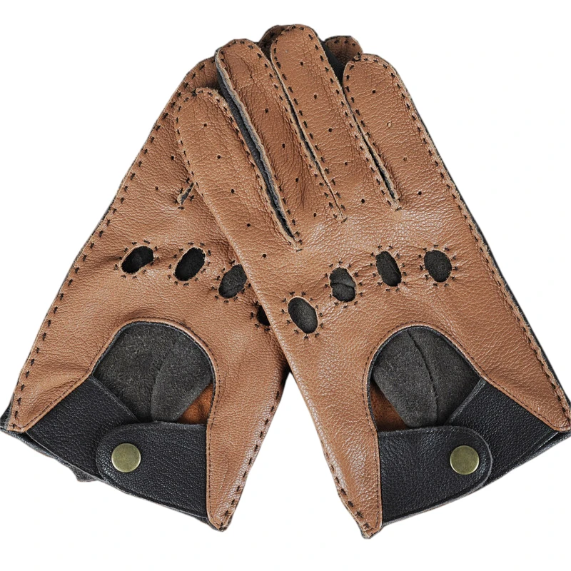 Men's Genuine Leather Gloves Breathable Fashion Classic Goatskin Unlined Thin Spring Summer Driving