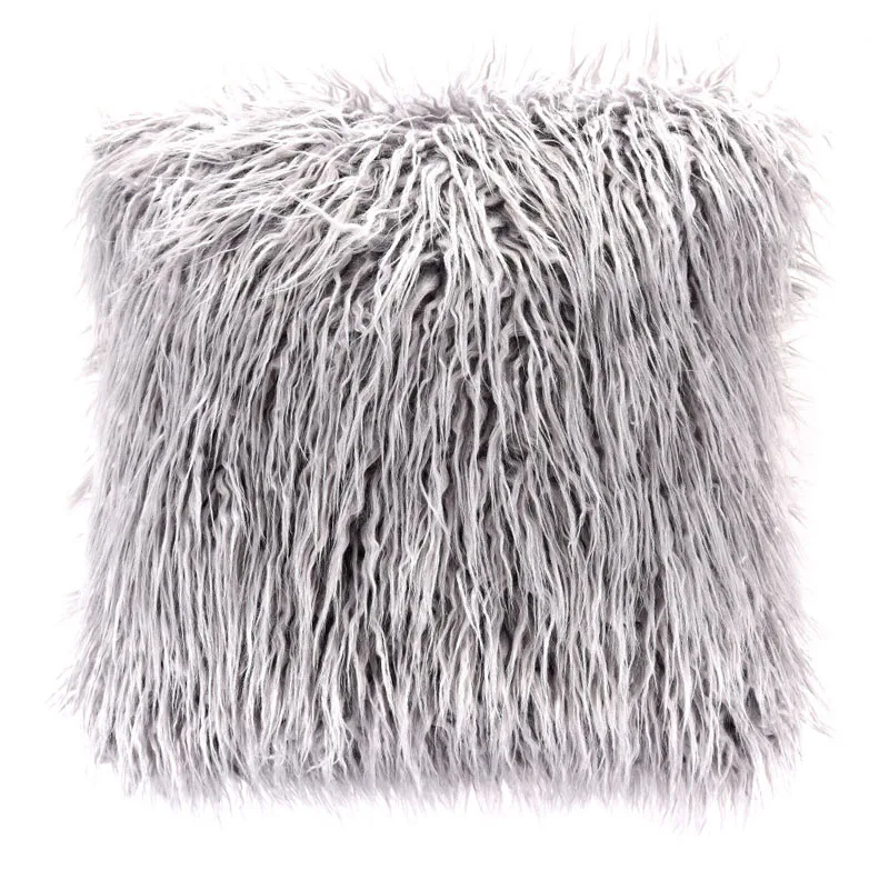 Искусственный мех длинный плюшевый чехол для подушки диванная подушка для автомобиля украшение дома мягкая и удобная декоративная наволочка для длинных волос - Цвет: grey