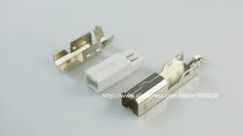 

100 sets per lot DIY USB 2.0 B type male plug solder cable type Assembly Adapter Connector Socket black plastic shell