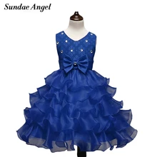 Sundae Angel Baby Girl Dress Sleeveless Grew Neck Lace Bowknot Mesh Design Baby Girl Dresses Party