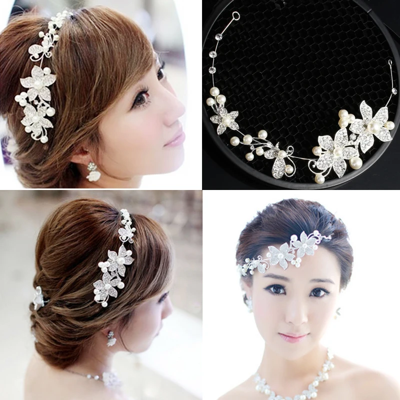 

Women Wedding Hair Accessories Clips Romantic Crystal Pearl Flower Hair Comb Rhinestone Decorate Birde Hair Pins Jewelry S6339