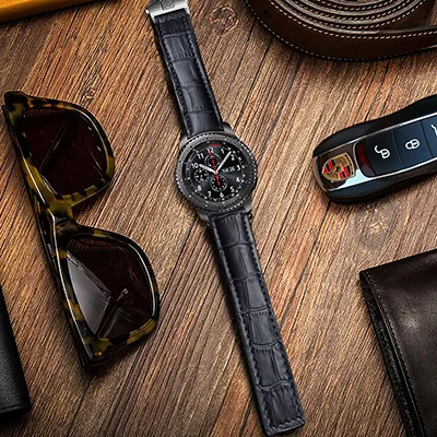 Кожаный ремешок AKGLEADER для samsung gear S3 Sport S2, ремешок из натуральной кожи для Galaxy Watch, браслет для Huami Amazfit 2 - Цвет ремешка: Black