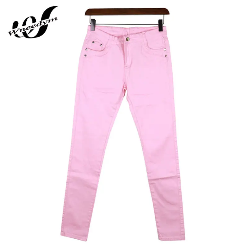 Compare Prices On Light Pink Skinny Jeans- Online Shopping/Buy Low WNEEDYM Favourite Pink Elastic Denim Trousers Comfortable Casual Jeans High Waist Female Cotton Skinny Pencil Pants Slim LNZ17 - Compare Prices On Light Pink Skinny Jeans- Online Shopping/Buy Low