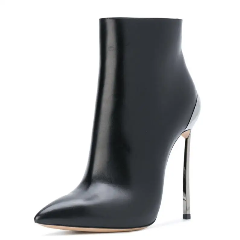 Hiver En Martin Fermeture Pleine Cuir Élégant Noir Nouveau Pointe 12 Bottes Cm Côté De À Glissière 8nk0wOP