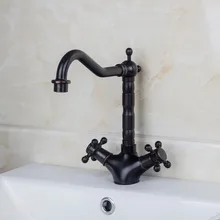 Öl Eingerieben Bronze Schwarz Doppel Griffe Swivel Badarmaturen Becken Waschbecken Toilette Küchenarmaturen Torneira Armaturen, Mischer Wasserhähne