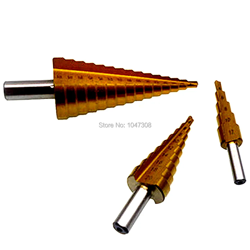 3pcs Stepped Down Cone Drill Bit Titanium Coated Drills Bits Step Drill