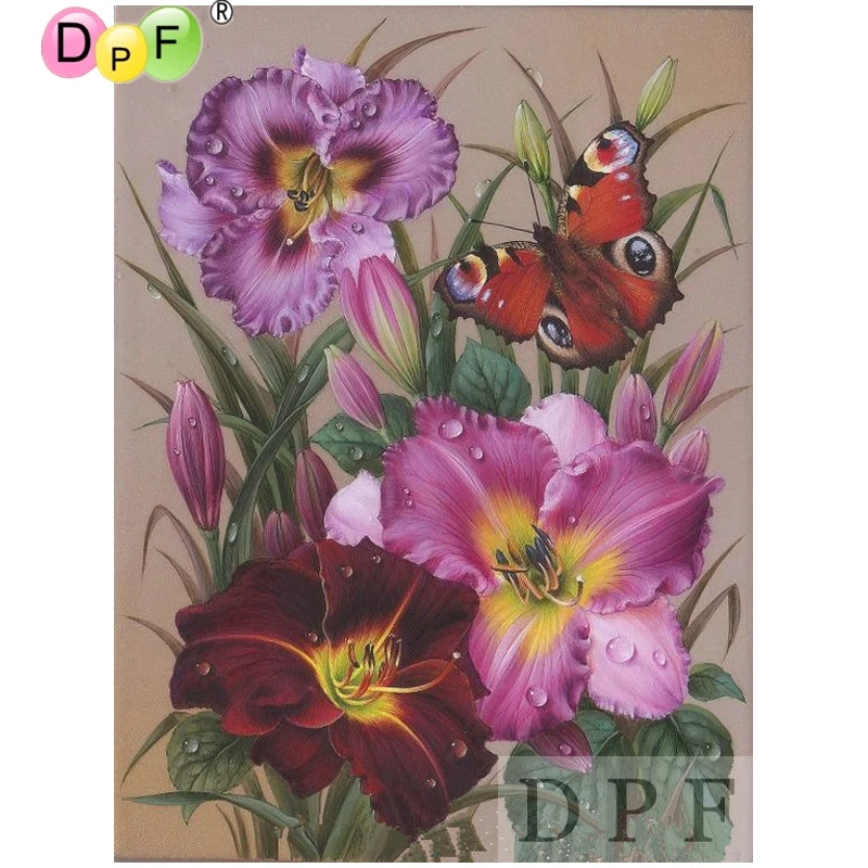 

DPF diamond embroidery Color Butterfly and Flower diamond painting cros stitch neendlework rhinestone home decor diamond mosaic