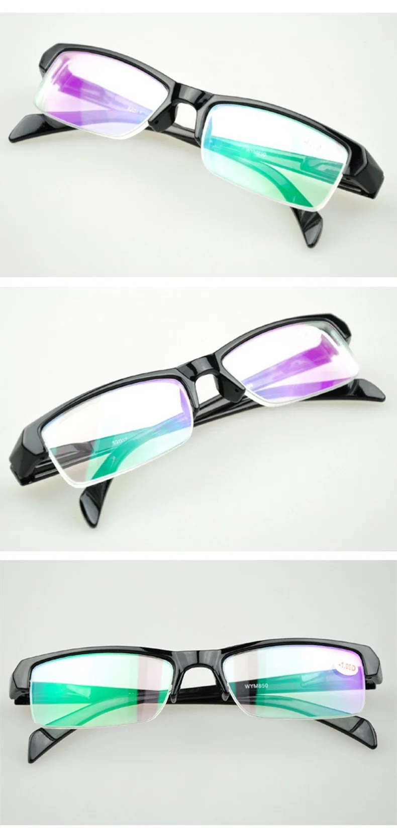 Высококачественные женские очки для близорукости-2,5, половинная оправа из смолы, черные очки, рецепт-1,5, очки для мужчин, минус линзы-2,0-3,0