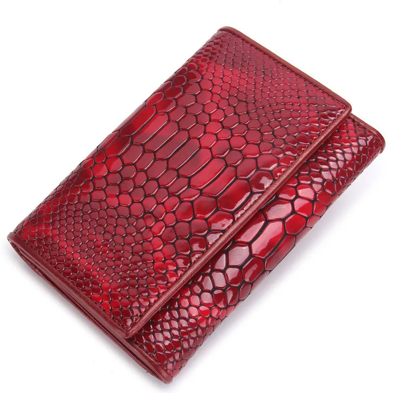 

100% Cow Genuine Leather Women Short Wallet New Fashion Real Leather Female Luxury Brand Serpentine Clutch Girl Gift Cash Purse