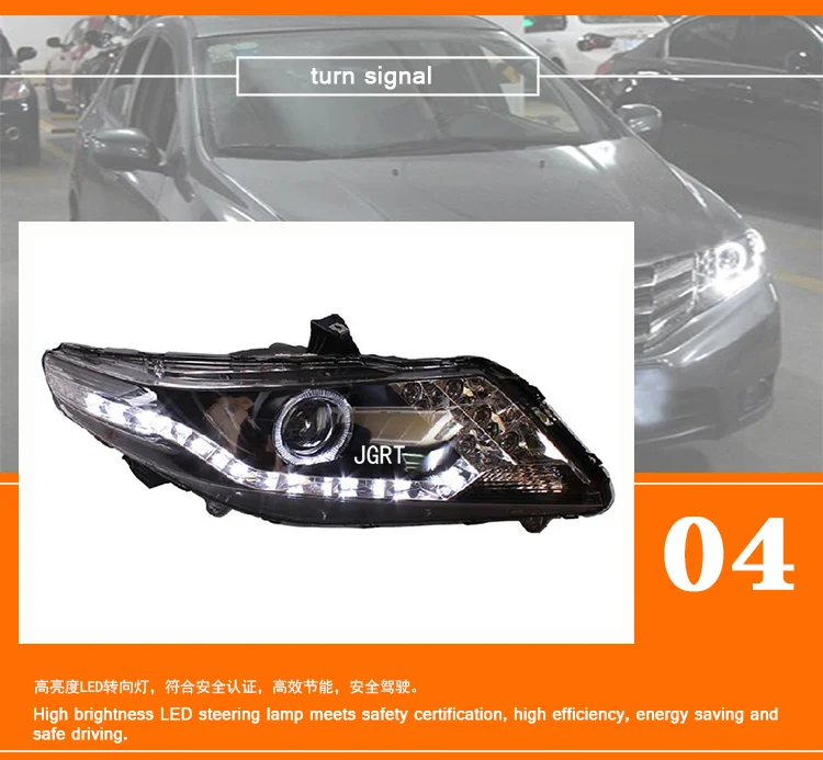 2 шт. автомобиль Стиль светодиодный фары для Honda City 2010-2013 для города налобный фонарь светодиодный DRL Объектив Двойной Луч H7 спрятал bi Xenon объектива