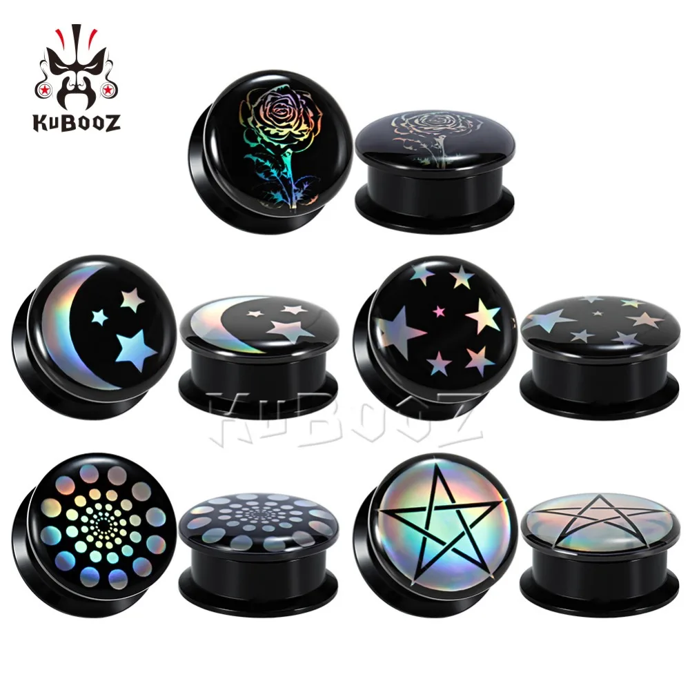

Wholesale Price Acrylic Ear Gauges Tunnels Plugs Piercing Body Jewelry Expanders Picture Logo Earrings Fashion For Gift 44PCS