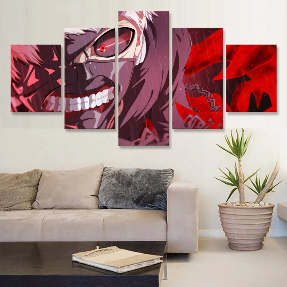 Tokyo-Ghoul-Ken-Kaneki-5-Panels-Canvas-Art-Wall-Decor-Paintings-for-Bedroom-Decoration-A2285