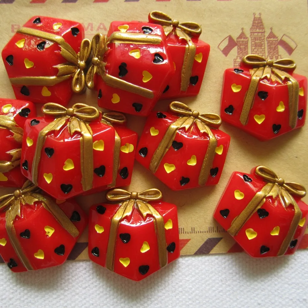 

Rena!! Min.order $6 (mix order), New Arrival Gift Box for X'mas Party for Phone Deco DIY (24*24mm), Free Shipping