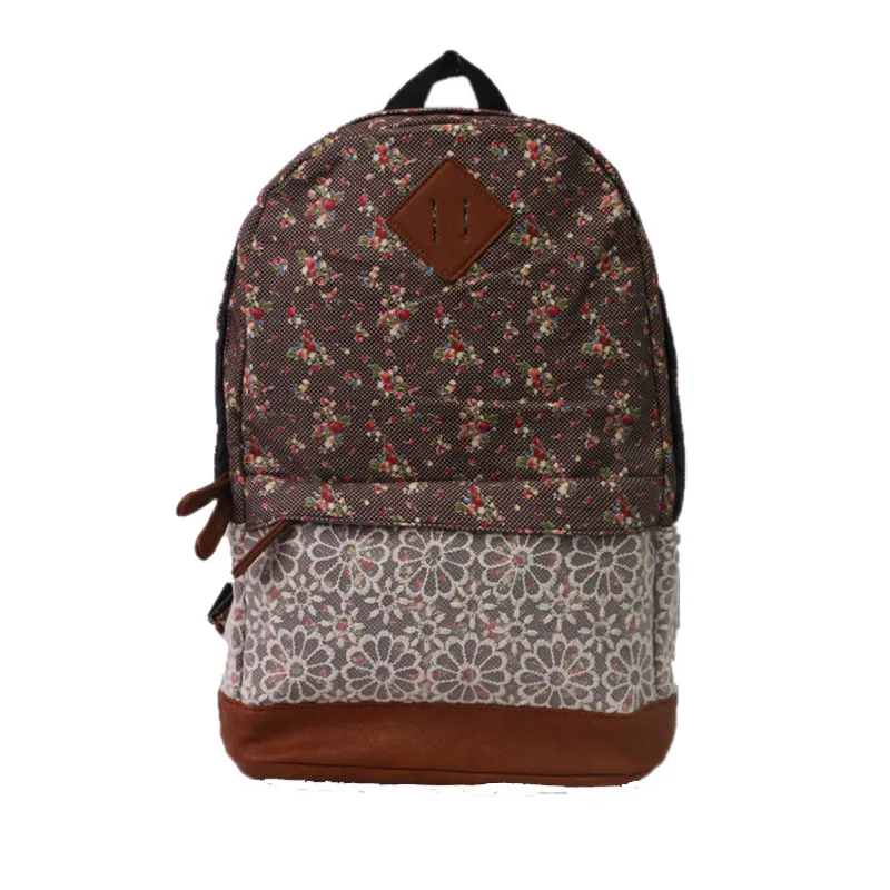 

Lace small fresh floral backpack college wind student bag backpack Unisex Fashionable Canvas Backpack School Bag Canvas backpack