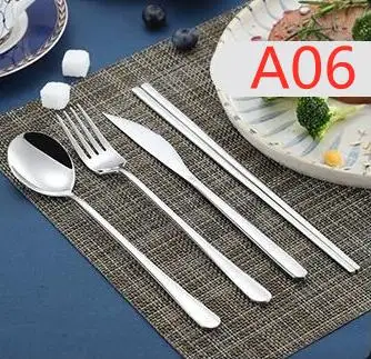 A06 4 шт./компл. корейский наборы столовых приборов красочные ножи, столовая ложка, вилка, палочки для еды набор посуды, украшение для свадьбы, дома, вечеринки - Цвет: A06