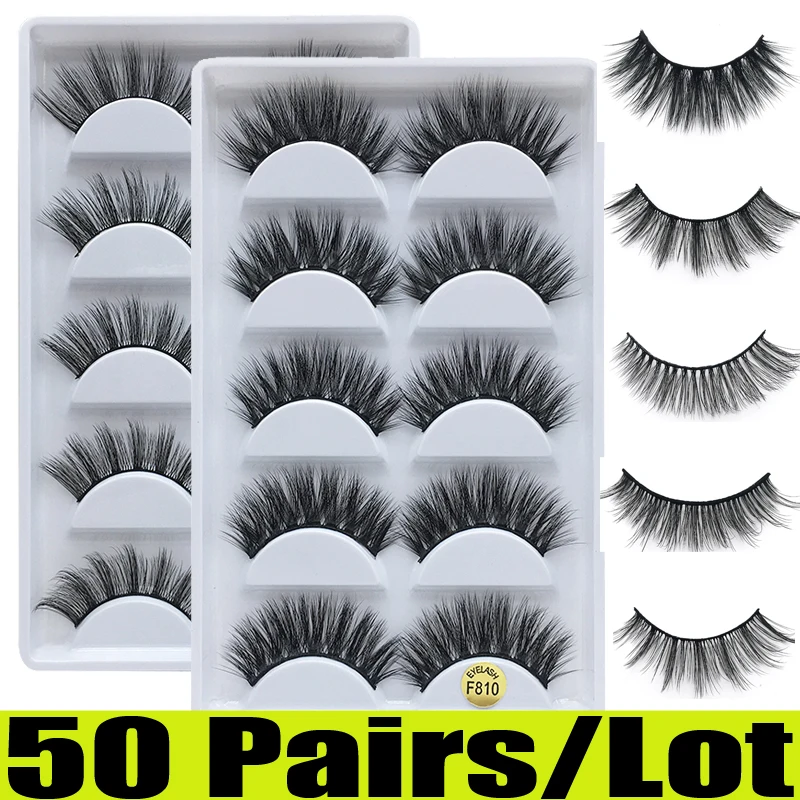 

50 Pairs 3d Mink Lashes wholesale Natural False Eyelashes 3D Mink Eyelashes Soft Eyelash Extension Makeup Kit Cilios g800