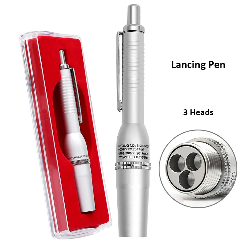 “ Pen/caneta de Teste para Diabéticos/dispositivo Terapia Cofoe 3-cabeça Descartável Lancing