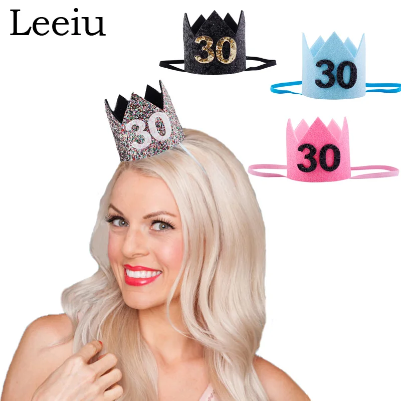 

Leeiu 30 Year Old Birthday Cap Crown Hat 30th Adults Happy Birthday Party Decoration Novelty Anniversary Party Supplies