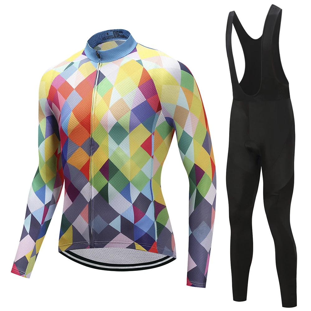

Men's Cycling Jersey Set Mountain Bike Long Sleeve Bike Clothing Wear Maillot Ropa Ciclismo Sportswear with GEL PAD