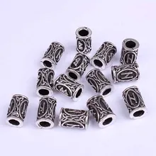 Руны викингов набор бороды бусины 24 шт./лот античный серебряный Футарк руны шарик для волос борода кольцо Asatru Викинг ювелирные изделия скандинавские дреды