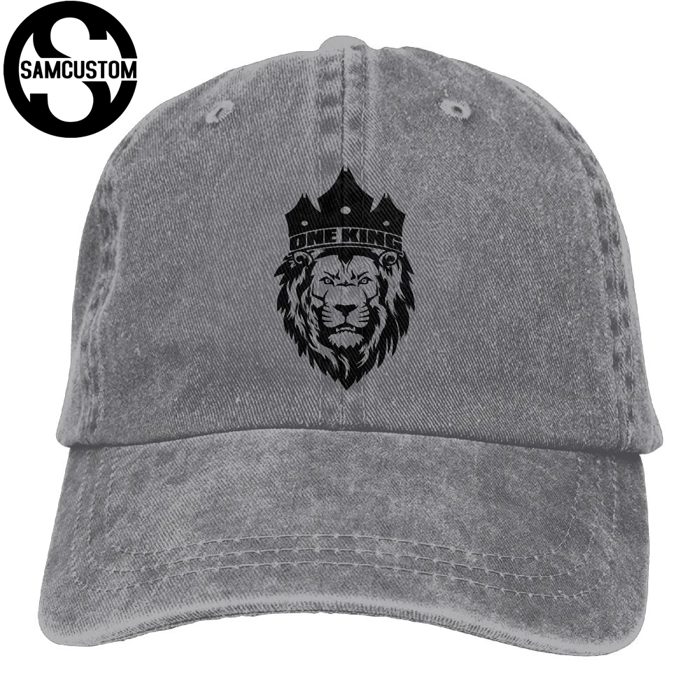 SAMCUSTOM one kings lion 3D креативная индивидуальность Промытые джинсовые шапки осень лето для мужчин и женщин Гольф Sunblock хоккейные кепки