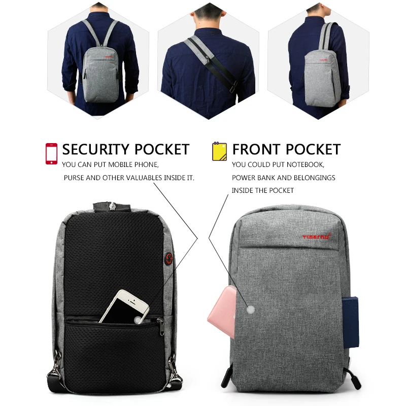 Tigernu الأزياء سفر الطفل أكياس الرجال حقيبة صدر للرجال Multifunctioanal Crossbody أكياس مكافحة سرقة النساء 9.7 \