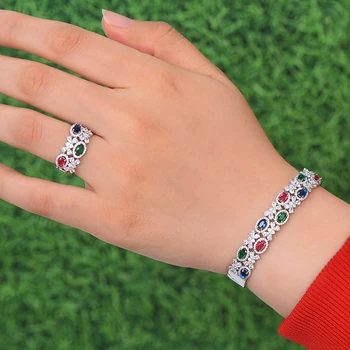 

GODKI Luxury Trendy Saudi Arabia Bangle Ring Set Jewelry Sets For Women Wedding Engagement brincos para as mulheres 2019