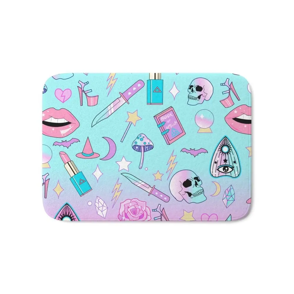 

Girly Pastel Goth Witch Pattern Bath Mat 21" x 34"