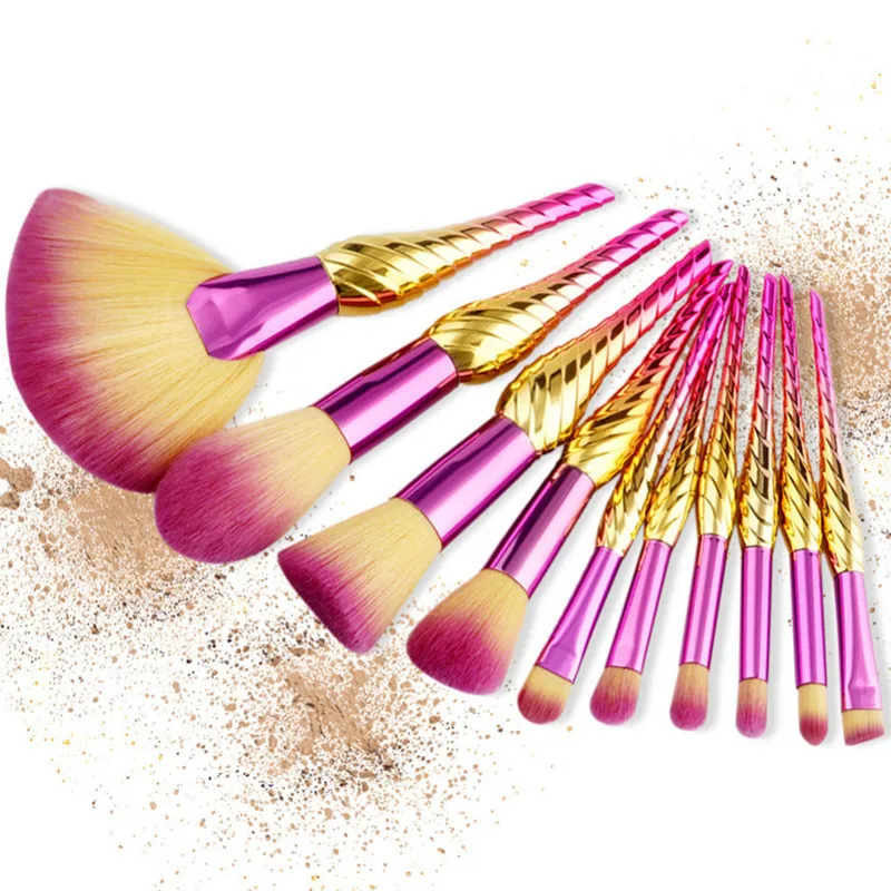 10Pcs Rose Mermaid Makeup Brushes Cosmetics Professional Makeup Brush Set Contour Eyeshadow Loose Powder Foundation Brush