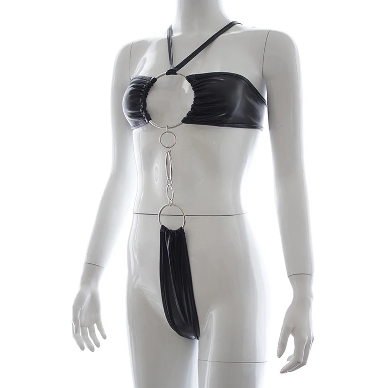 Боди женское цельное без бретелек с металлическими кольцами|bondage bodysuit|fetish teddybondage