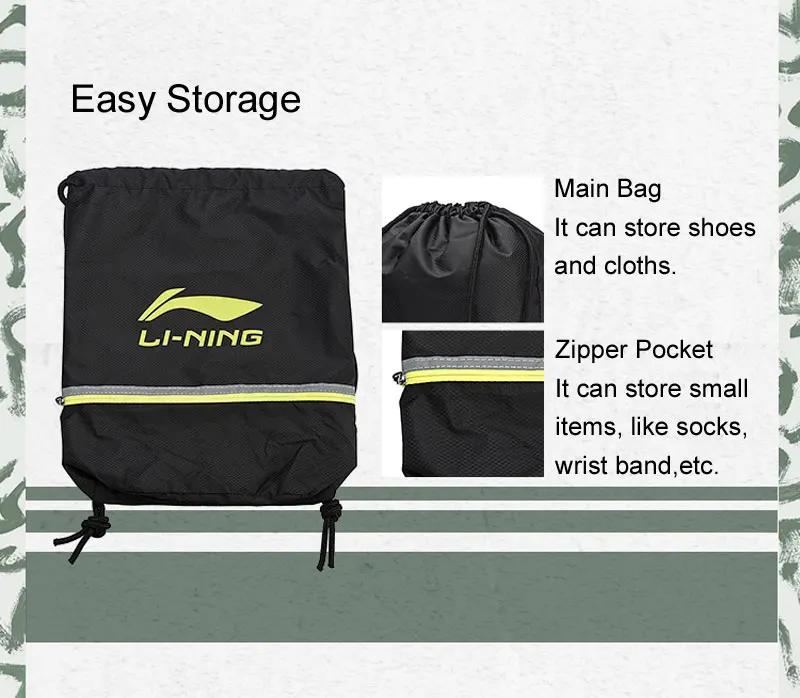Li-Ning унисекс спортивные сумки 21л полиэстер Регулируемая струна большой емкости Переносная Сумка для обуви подкладка спортивный рюкзак ABLN066 ZYF302
