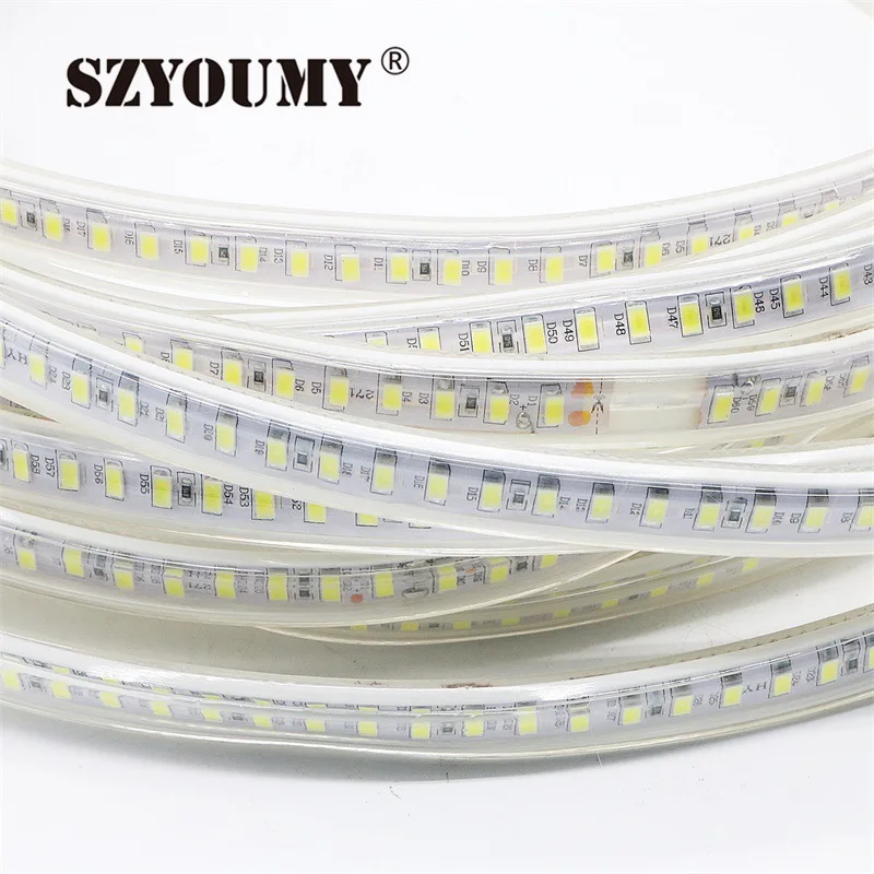 SZYOUMY 120 светодиодный s/m 220 V Светодиодная лента 5630 SMD белый теплый белый ленточный светильник водонепроницаемый 20 м + разъем питания