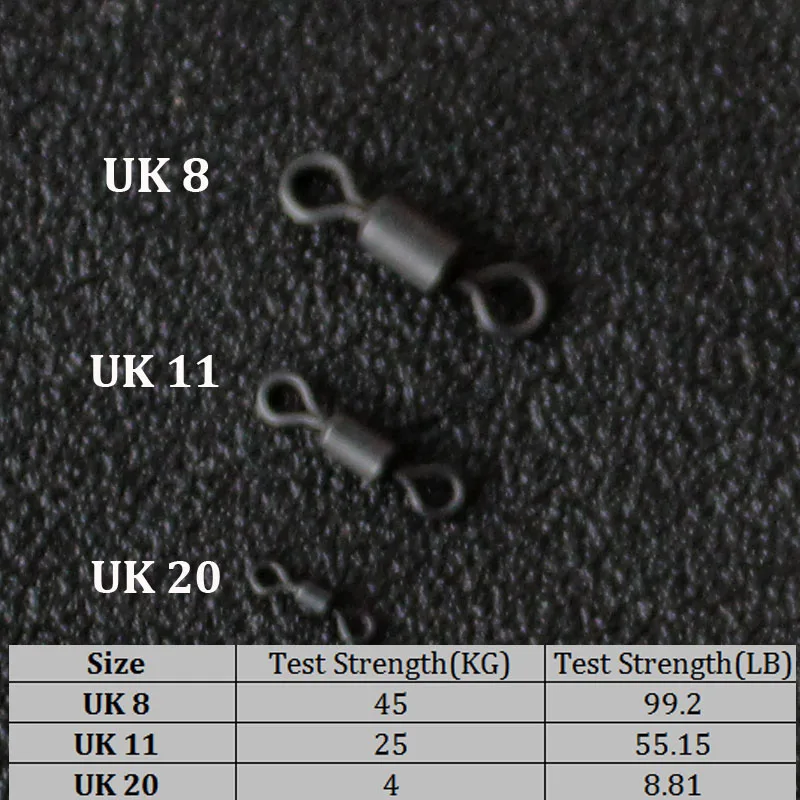 

100PCS Carp Fishing Rolling Swivels Connectors Quick Change Swivels UK 8 11 20 Micro Swivel Carp Rig Making Swivels Matt Black