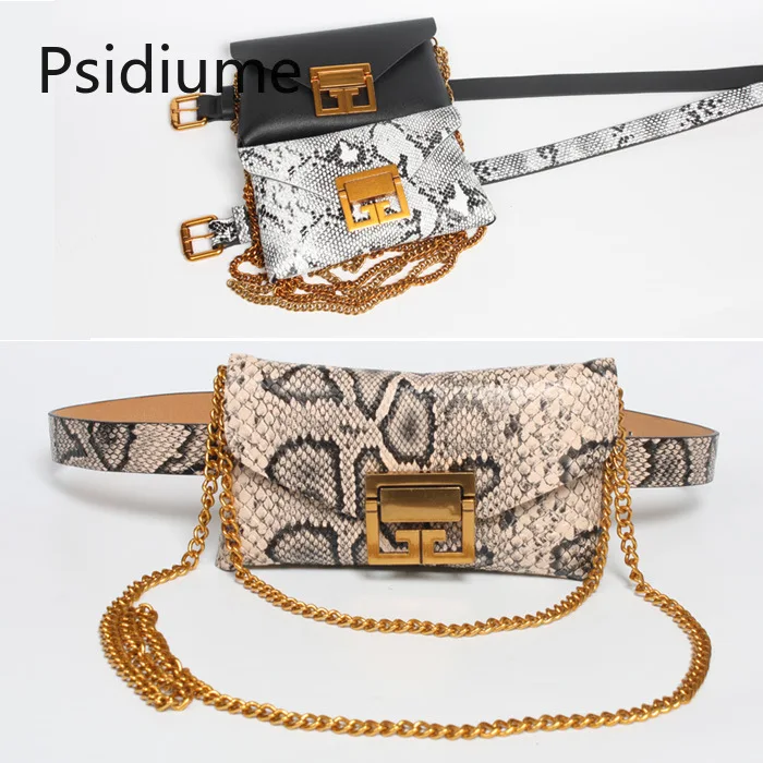 

Leather Waist Packs Bag Women Money Belt Snakeskin Mini Mobile Phone Bag Gold Fanny Pack Ins Leopard Bum Bag Top Designer Luxury