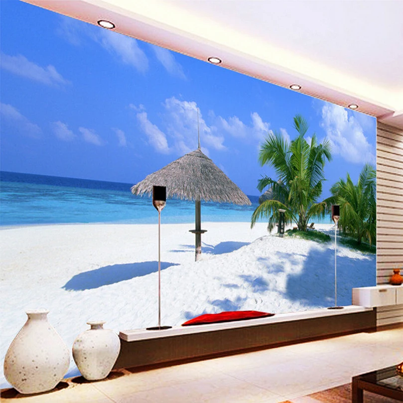 Custom 3D Photo Wallpaper Modern Beach Seascape Living Room Bedroom TV
