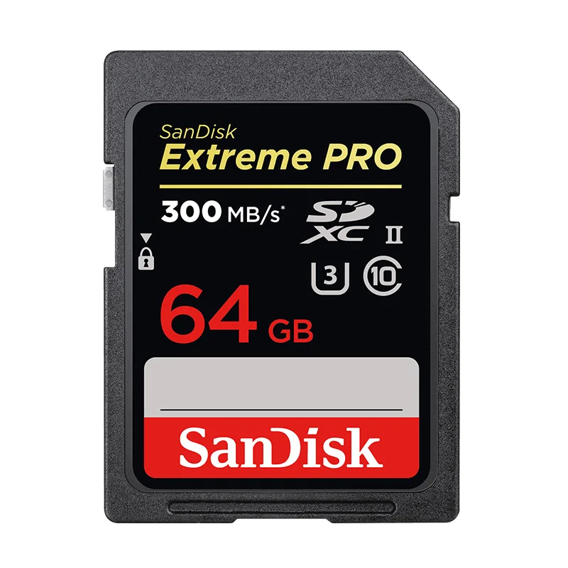 Двойной Флеш-накопитель SanDisk Extreme PRO SD карты 300 МБ/с. 128 64Гб 32Гб флеш-карты памяти Class 10 SDXC карты памяти SDHC U3 флэш-карты высокой Скорость UHS-II для Камера - Емкость: 64GB