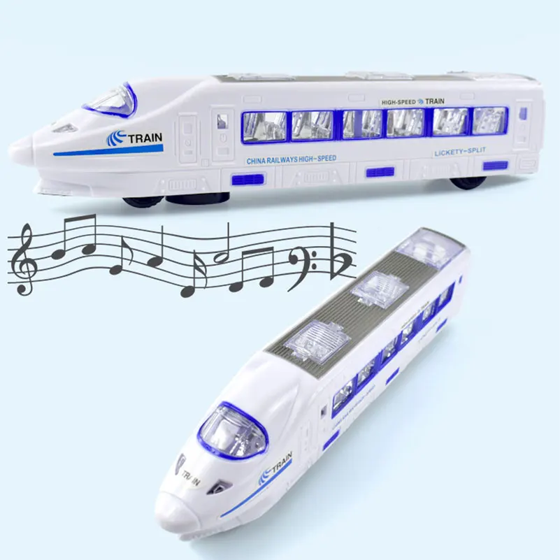 Plastic CRH Train Model Electric Flash Light Sound Universal Wheel China Railway High-speed Trains Model Toys for Kids Gift