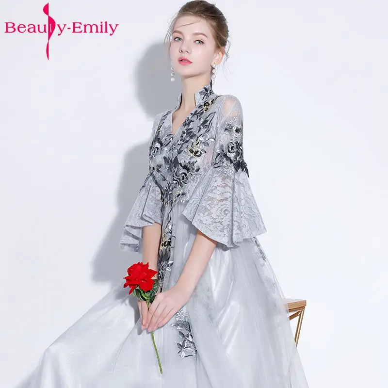 Beauty Emily New Banquet Prom Dress The Bride Simple Grey Lace Long Evening Party Dresses 2018 Robe De Soiree Beauty Emily New Banquet Prom Dress The Bride Simple Grey Lace Long Evening Party Dresses 2018 Robe De Soiree