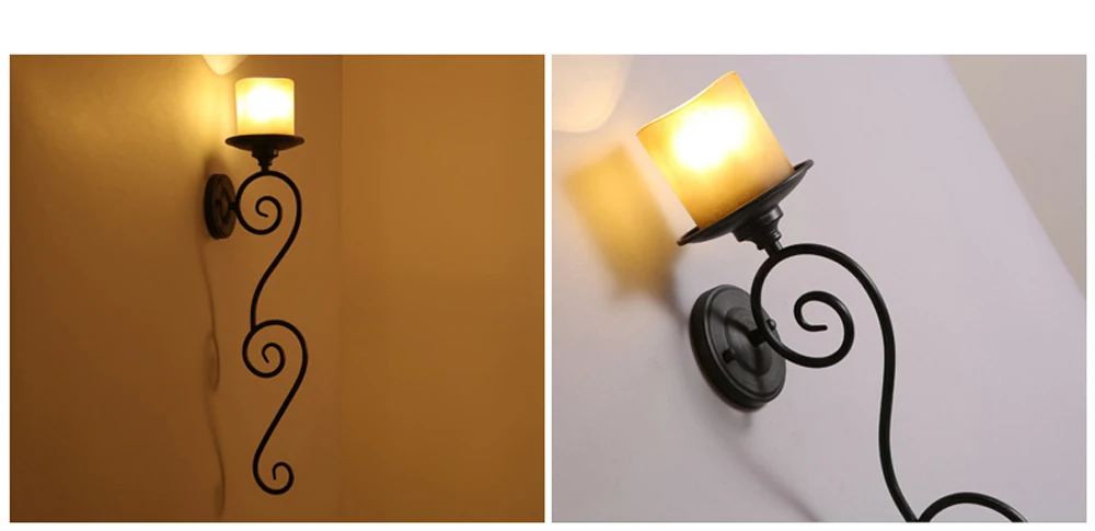 led e14 Ретро Американские Железные Стеклянные Классические Светодиодные Лампы Светодиодные Светильники.бра.бра нa стену.Бра.Светильники