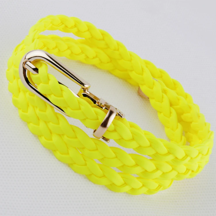 

541 japanned leather neon color women's thin belt fashion knitted small belt women's chain japanned leather belt