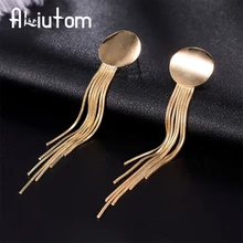 ALIUTOM 9 см женские металлические длинные золотые и Серебристые висячие серьги с кисточкой orecchini lunghi элегантные ювелирные изделия