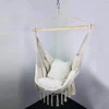 Hanging Rope Hammock Chair Porch Swing Seat, Large Hammock Net Chair Swing Cotton Rope Porch Chair for Indoor Garden Patio Porch 6