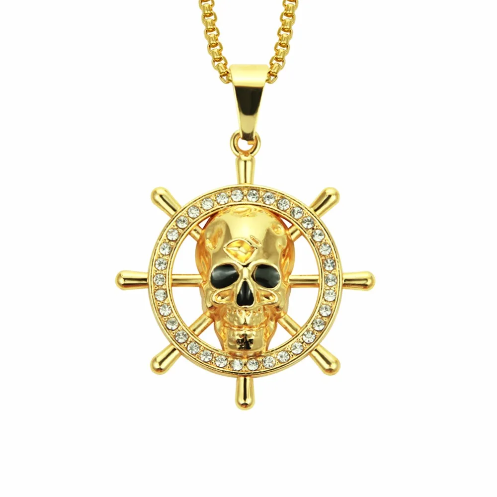 

Fooderwerk Jewelry New European And American Hip Hop Stern Rudder Pendant Men's Necklace Personality Skull Accessories