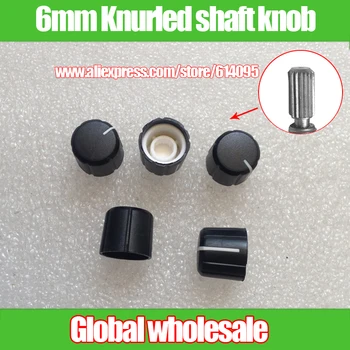 

50pcs 148 plum stalk potentiometer knob cap / black body white indication / knurling axis power leveler audio volume switch knob