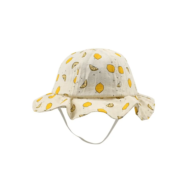 Fashion Cotton Baby Hat Cute Lemon Bucket Hat For Girls Wide Brim Beach Sun Cap Toddler Baby Hat Autumn 1-3Y Baby Girls Clothing (5)