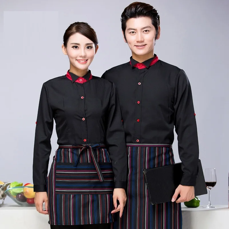Restaurant Hot Pot Waitress Work Clothing Uniform Fast Food Shops Cafe Bakery Catering Hotel Waiter Long Sleeve Overalls H2394 |