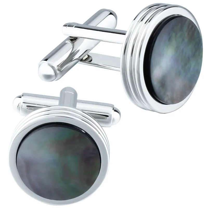Tuxedo Shirt Cufflinks Studs Set Grey Shell Cuff links For Mens Accessories with Box