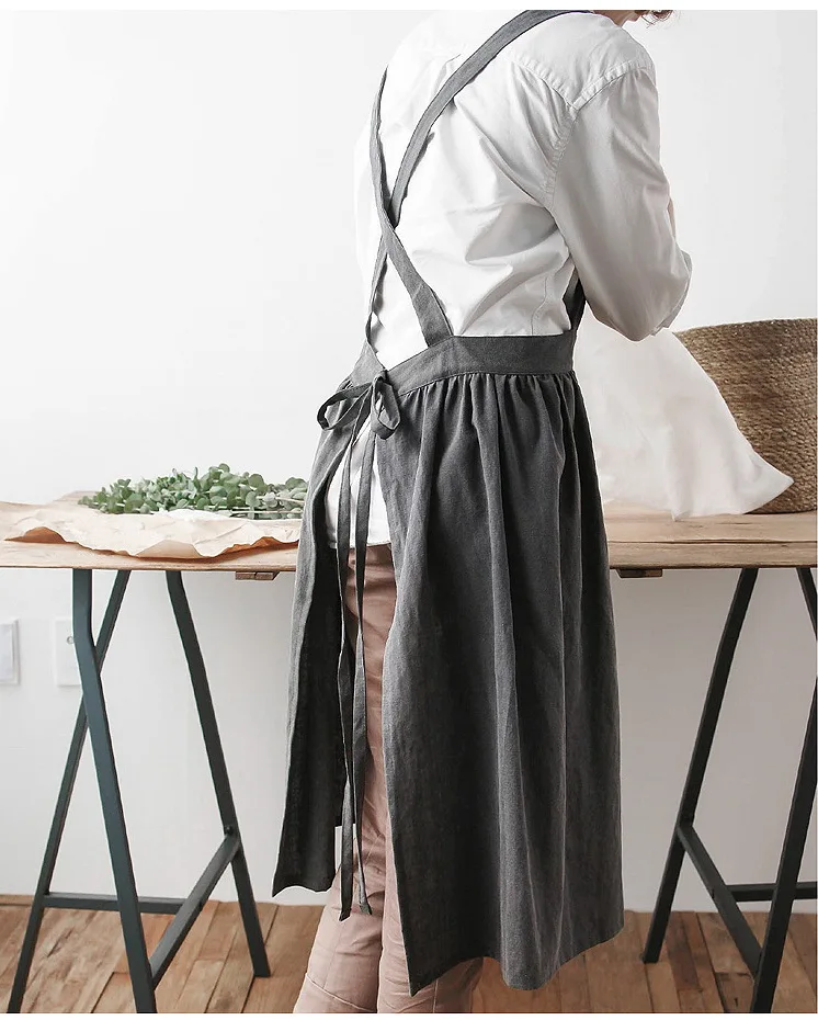 2017 New Aprons Simple Washed Cotton Uniform Unisex Adult Aprons for Woman Lady's Kitchen Cooking Gardening Coffee Shop