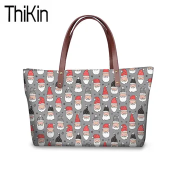 

THIKIN Handbags Women Merry Christmas Printing Shoulder Tote Bags Ladies Large Capacity Top-Handle Bag for Females Fashion Bags